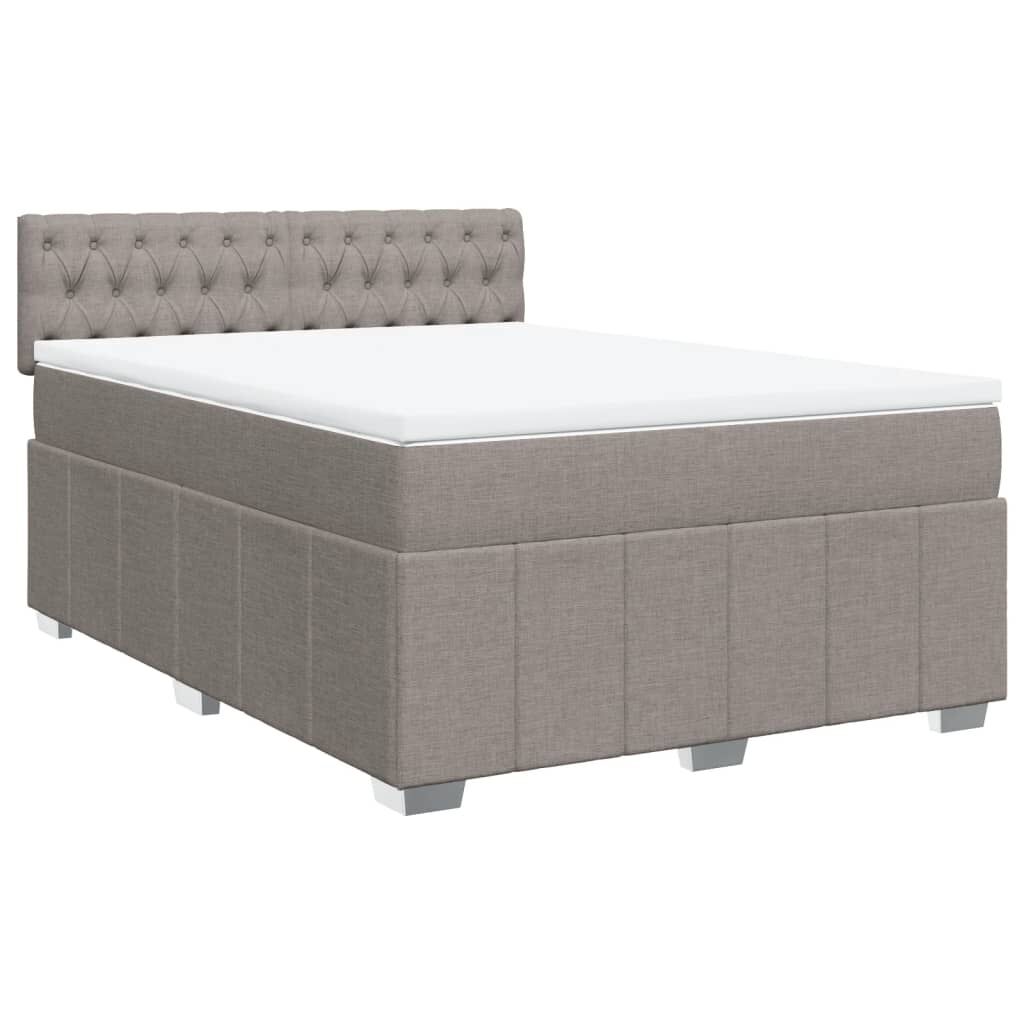 vidaXL Κρεβάτι Boxspring με Στρώμα Taupe 140x190 εκ. Υφασμάτινο