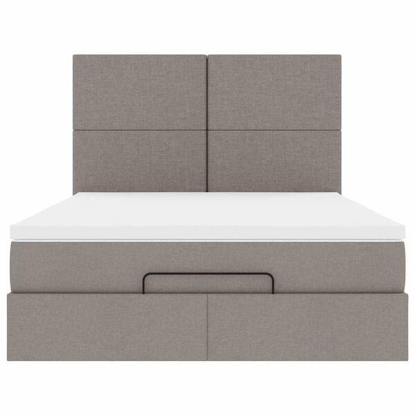 vidaXL Οθωμανικό κρεβάτι με στρώμα Taupe 140x200cm ύφασμα