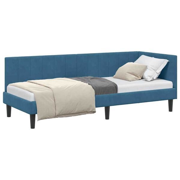 vidaXL Κρεβάτι Γωνίας με κεφαλάρι Μπλε 80 x 200 cm Βελούδο