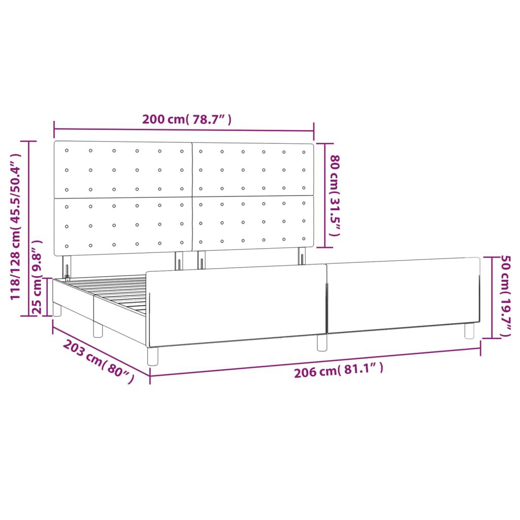 vidaXL Πλαίσιο Κρεβατιού με Κεφαλάρι Ροζ 200x200 εκ. Βελούδινο
