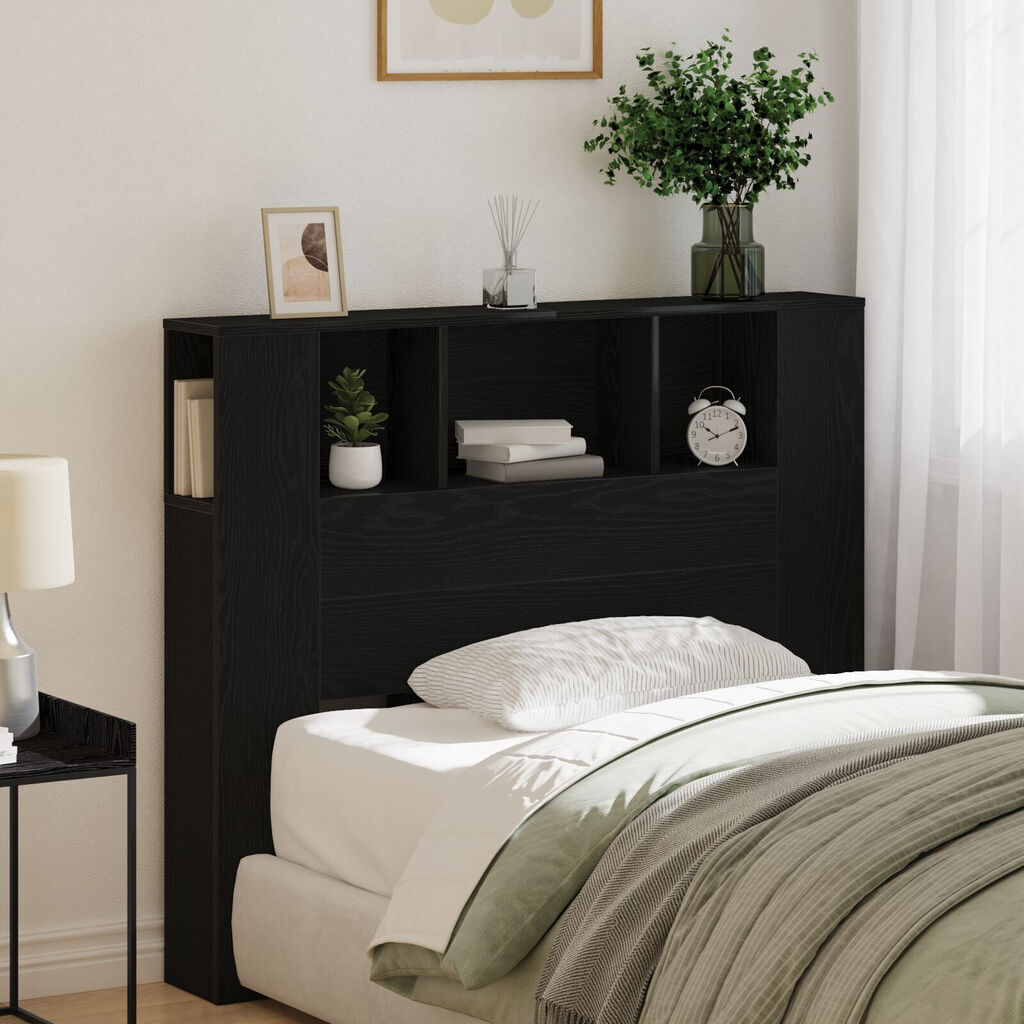 vidaXL Κεφαλάρι Ντουλάπα Μαύρη Βελανιδιά 120x19x104,5 εκ Επεξεργασμένο Ξύλο