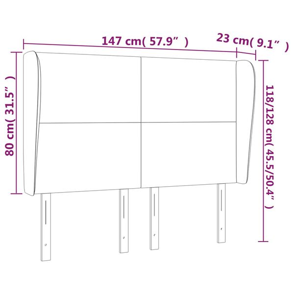 vidaXL Κεφαλάρι με Πτερύγια Σκούρο Μπλε 147x23x118/128 εκ.Βελούδινο