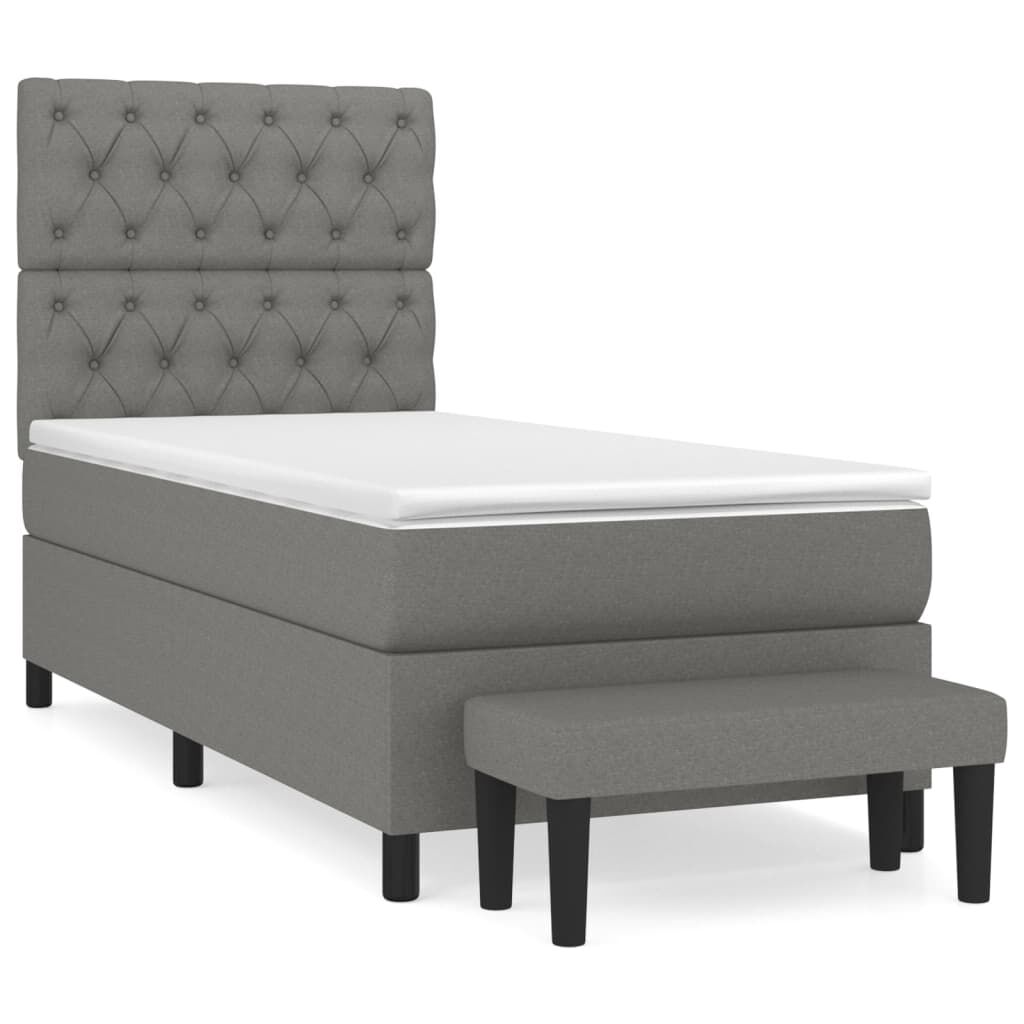 vidaXL Κρεβάτι Boxspring με Στρώμα Σκούρο Γκρι 80x200 εκ. Υφασμάτινο