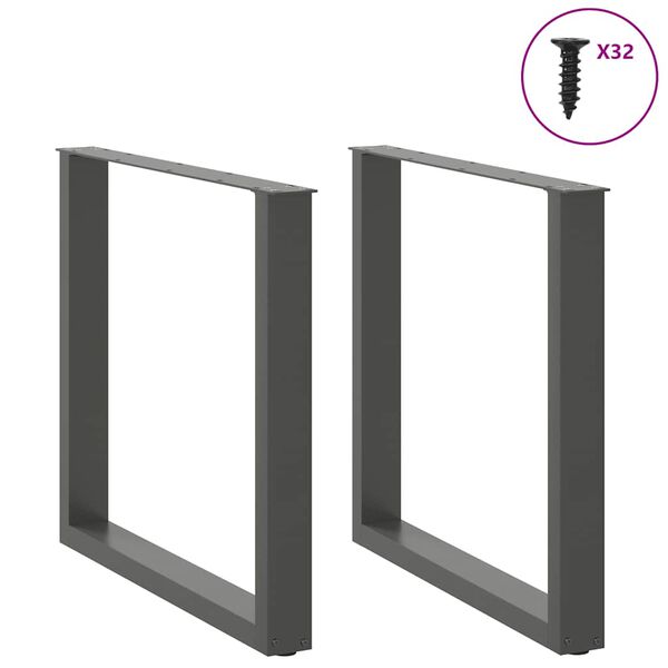 vidaXL Πόδια Τραπεζαρίας σε Σχήμα U 2 τεμ. Ανθρακί 90x(72-73) εκ. Ατσάλι