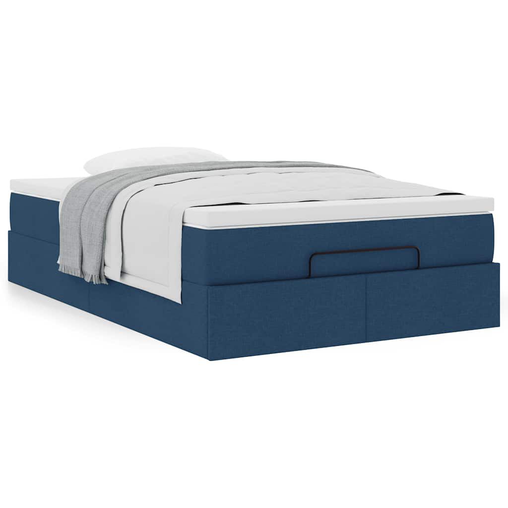 vidaXL Οθωμανικό κρεβάτι με στρώμα μπλε 120x190 cm ύφασμα