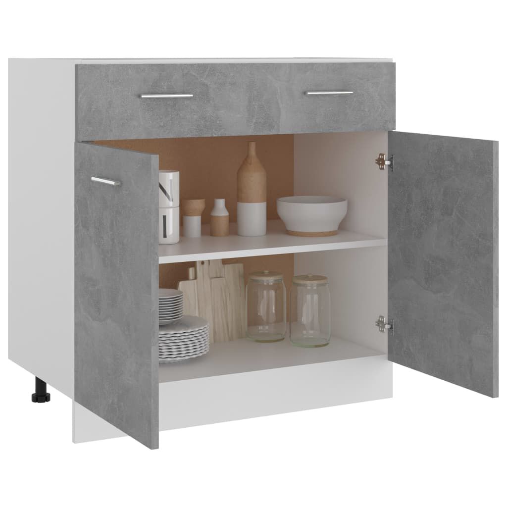 vidaXL Ντουλάπι Νεροχύτη Γκρι Σκυροδέματος 80x46x81,5 εκ. Επεξ. Ξύλο