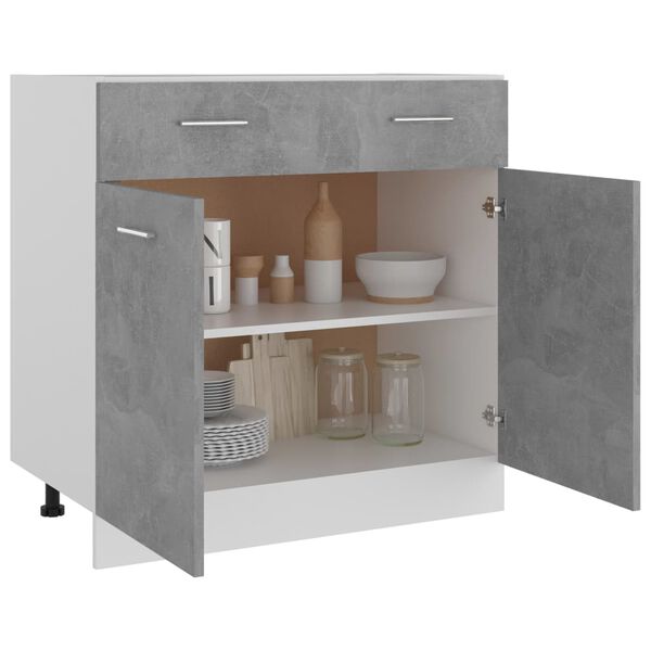 vidaXL Ντουλάπι Νεροχύτη Γκρι Σκυροδέματος 80x46x81,5 εκ. Επεξ. Ξύλο