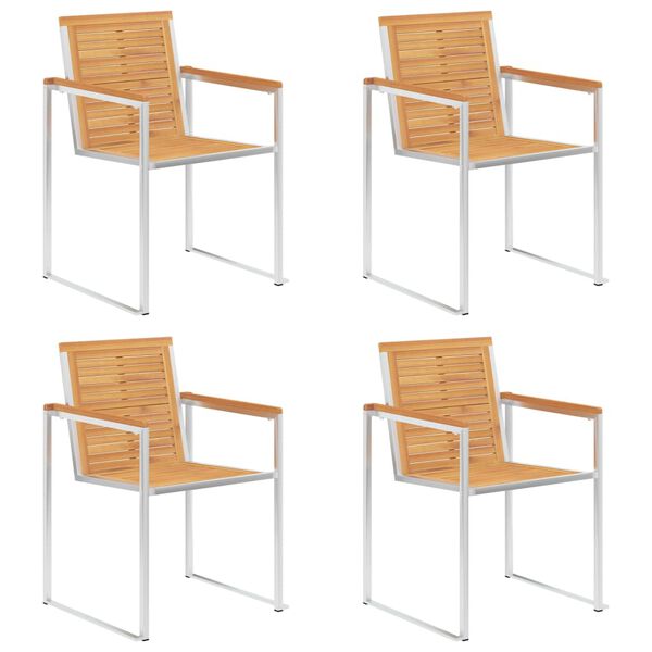 vidaXL Καρέκλες Κήπου 4 τεμ. από Μασίφ Ξύλο Teak με Μαξιλάρια