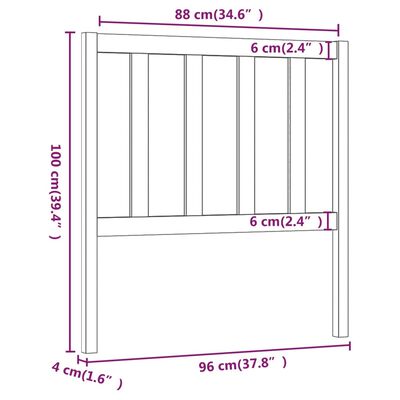 vidaXL Κεφαλάρι Κρεβατιού Λευκό 96 x 4 x 100 εκ. από Μασίφ Ξύλο Πεύκου