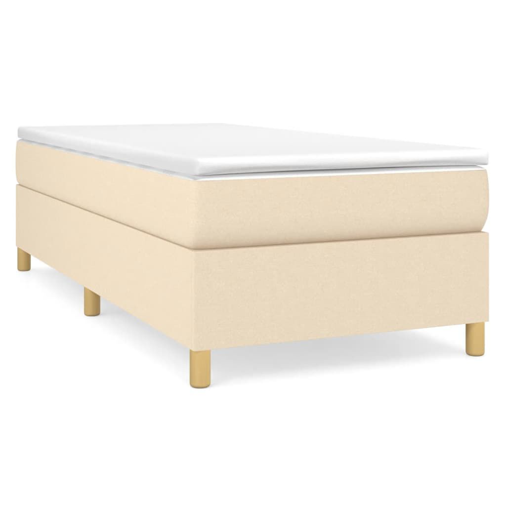 vidaXL Κρεβάτι Boxspring με Στρώμα Κρεμ 100 x 200 εκ. Υφασμάτινο