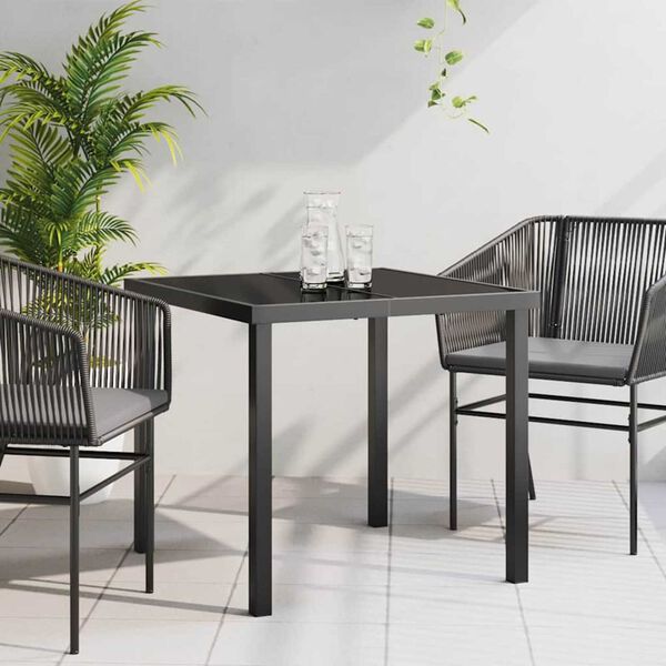 vidaXL Τραπέζι Κήπου Μαύρο 80 x 80 x 73 εκ Μασίφ ξύλο teak