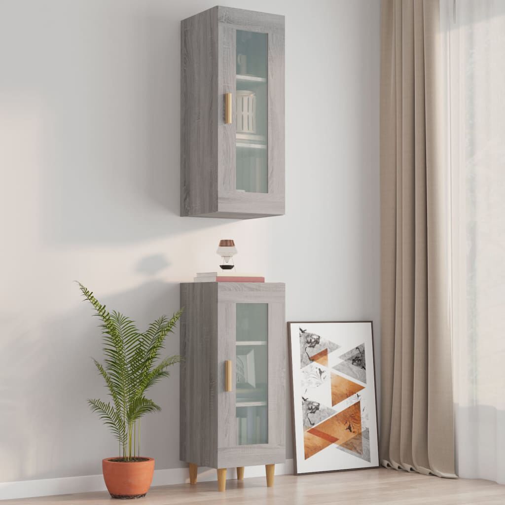 vidaXL Ντουλάπι Τοίχου Κρεμαστό Γκρι sonoma 34,5x34x90 εκ.