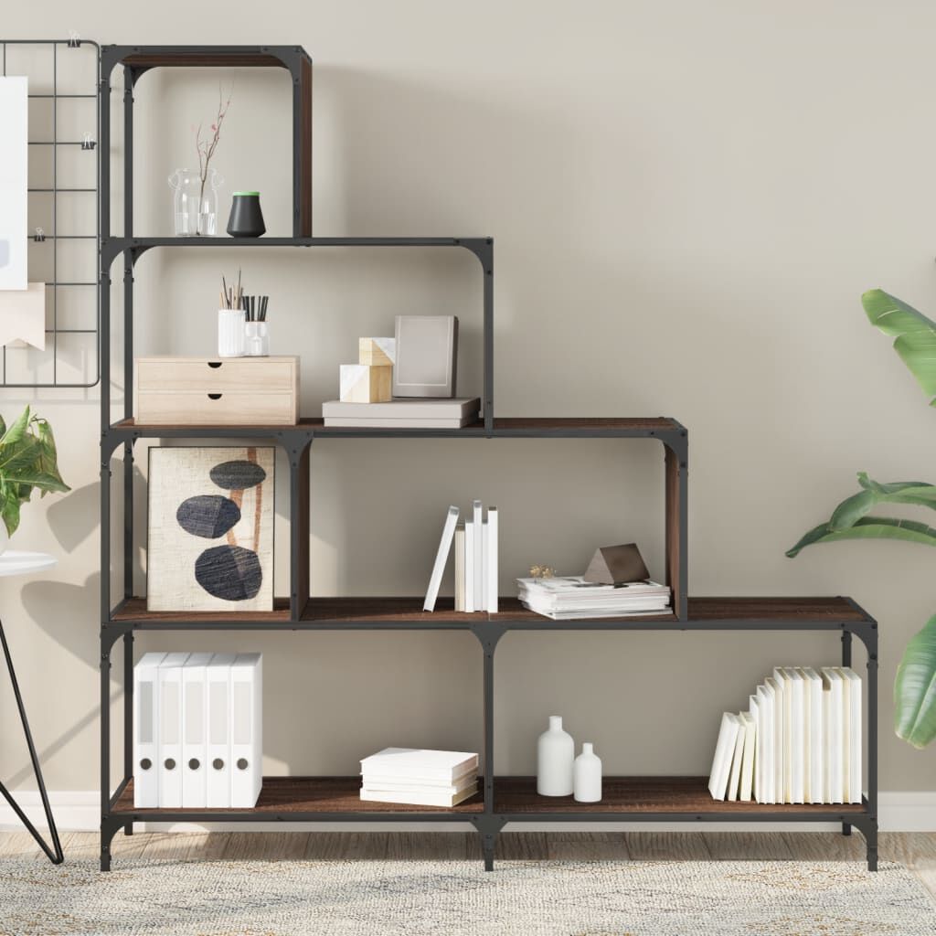 vidaXL Βιβλιοθήκη Σκάλα 4 Ράφια Καφέ 139x33,5x149 εκ. Επεξ. Ξύλο