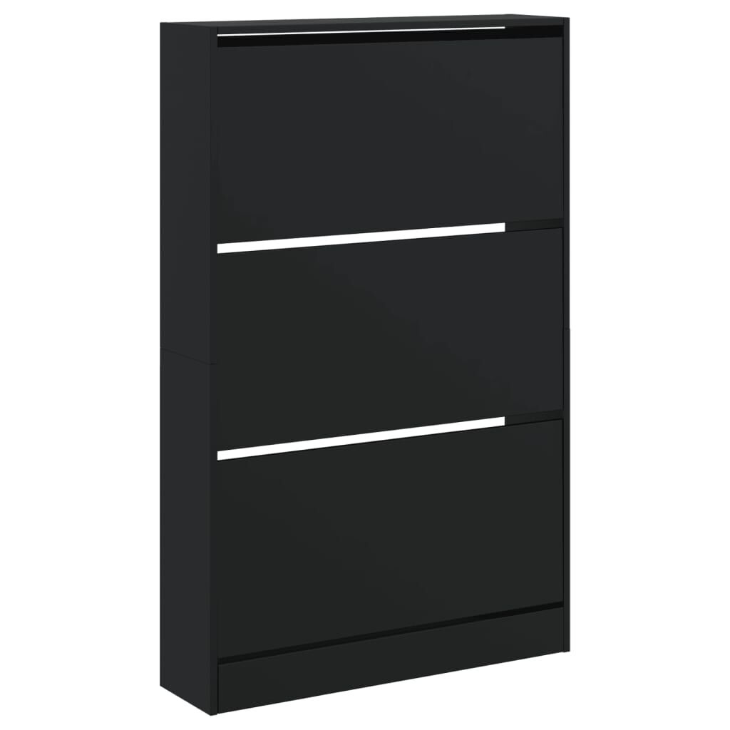 vidaXL Παπουτσοθήκη Μαύρη 80x21x125,5 εκ. από Επεξεργασμένο Ξύλο