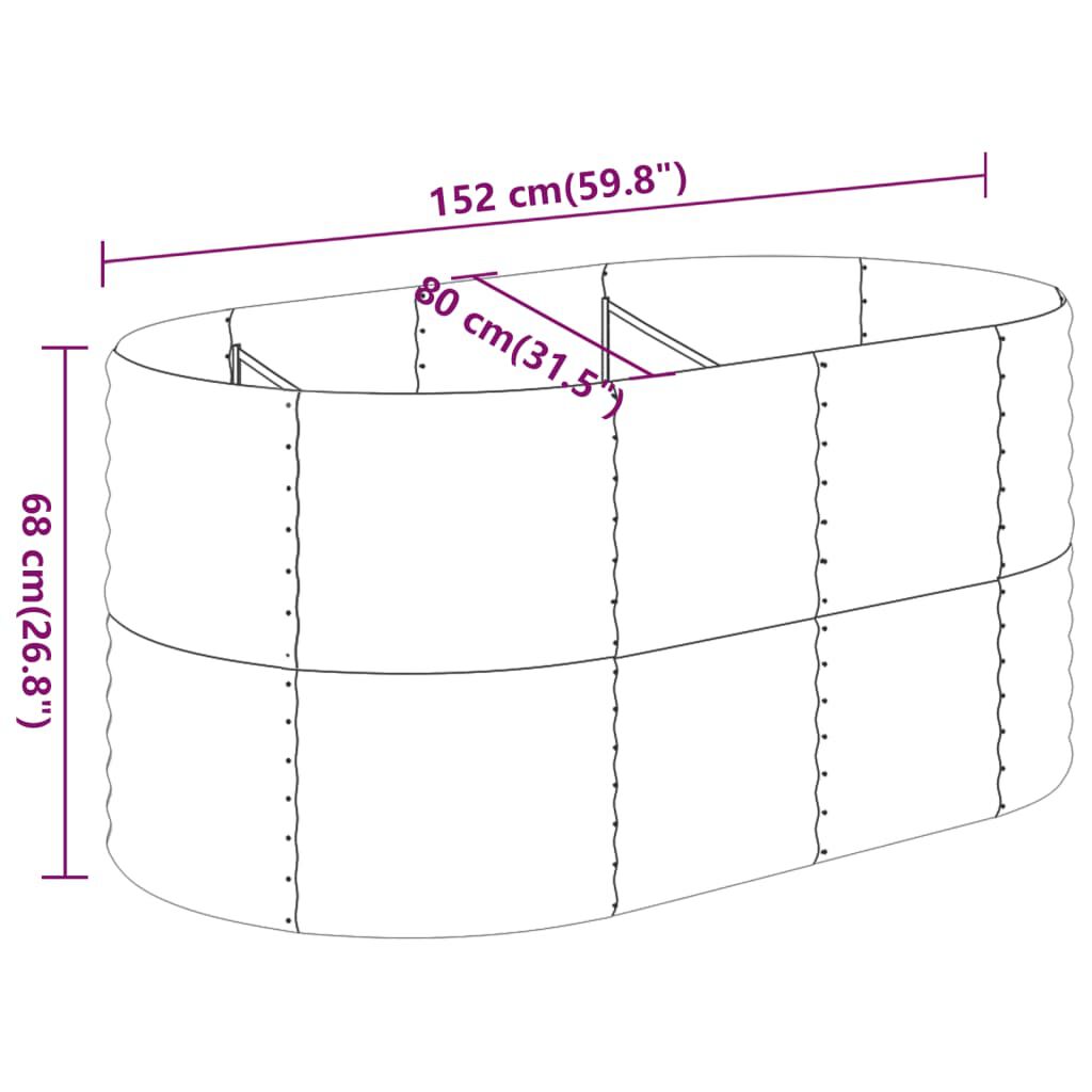 vidaXL Ζαρντινιέρα Καφέ 152x80x68 εκ. Ατσάλι με Ηλεκτρ. Βαφή Πούδρας
