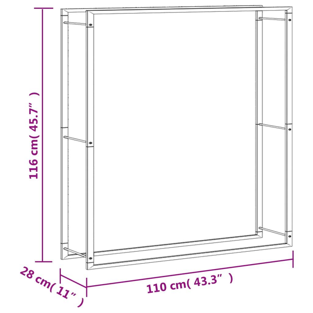 vidaXL Ραφιέρα Καυσόξυλων 110x28x116 εκ. από Ανοξείδωτο Aτσάλι