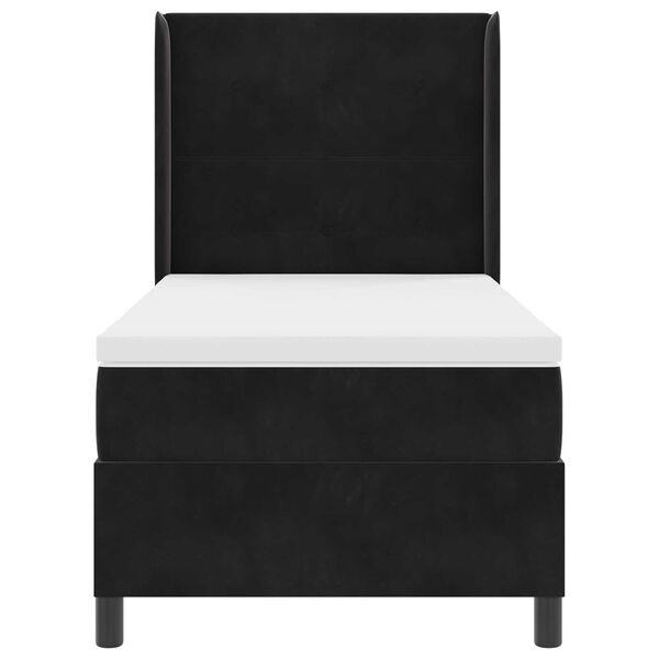 vidaXL Κρεβάτι Box Spring με Στρώμα & LED Μαύρο 80x200 εκ Βελούδο