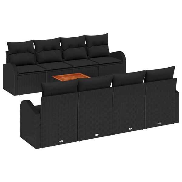 vidaXL Σετ Καναπέ Κήπου 9 pcs Μαύρο