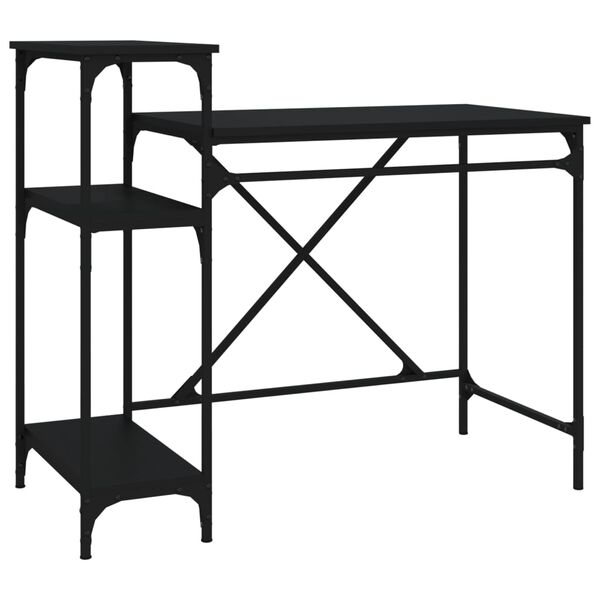 vidaXL Γραφείο με Ράφια Μαύρο 105x50x90 εκ. Επεξ. Ξύλο/Σίδηρος