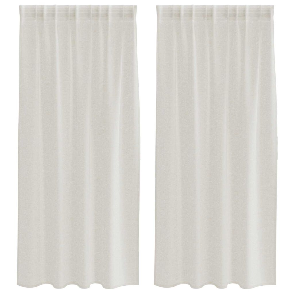 vidaXL Κουρτίνες με κουρτίνες 2 pcs Κρεμ 140 x 175 εκ. Πολυεστέρας