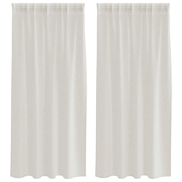 vidaXL Κουρτίνες με κουρτίνες 2 pcs Κρεμ 140 x 175 εκ. Πολυεστέρας