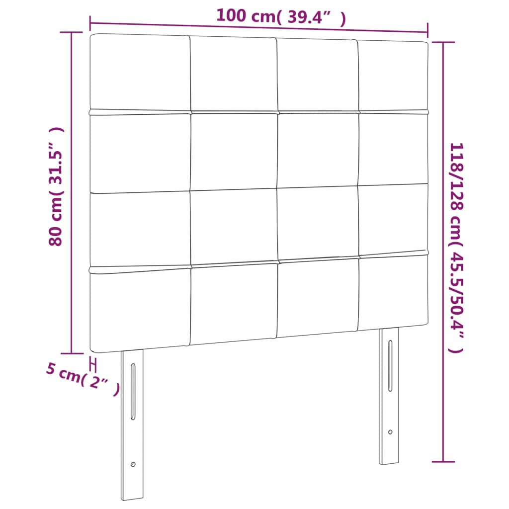 vidaXL Κεφαλάρια Κρεβατιού 2 τεμ. Μαύρο 100x5x78/88 εκ. Βελούδινο