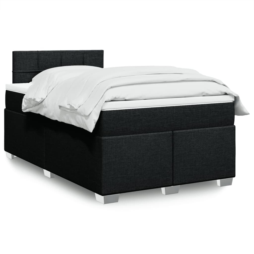 vidaXL Κρεβάτι Boxspring με Στρώμα Μαύρο 120x200 εκ. Υφασμάτινο