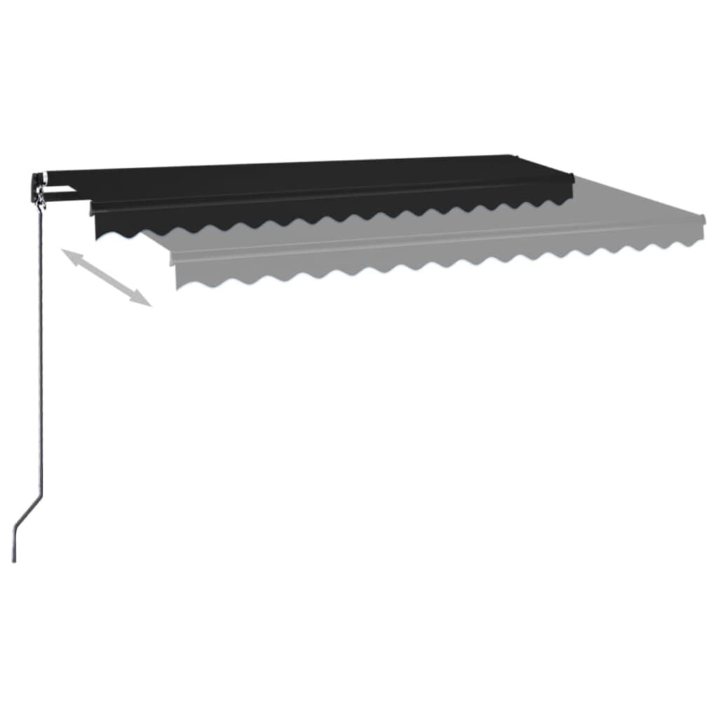 vidaXL Τέντα Συρόμενη Χειροκίνητη με LED Ανθρακί 400 x 350 εκ.