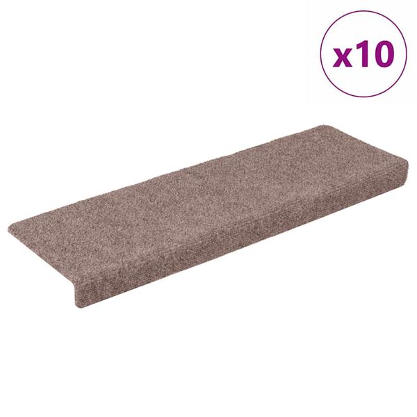 vidaXL Πατάκια Σκάλας 10 τεμ. Κρέμα 65x21x4 εκ. Βελονιασμένα