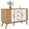 vidaXL Μπουφές OLDEN Λευκό & Καφέ 114x43x73,5 εκ. Μασίφ Ξύλο Πεύκου
