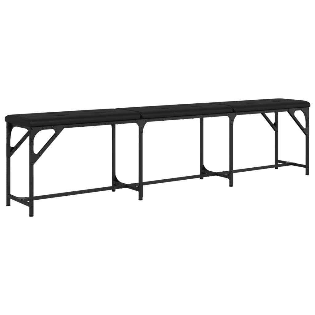 vidaXL Πάγκος Τραπεζαρίας Μαύρος 186x32x45 εκ. Ατσάλι/Συνθετικό Δέρμα