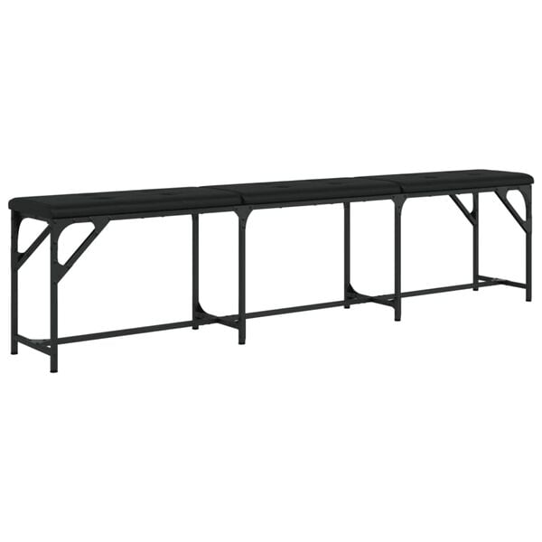 vidaXL Πάγκος Τραπεζαρίας Μαύρος 186x32x45 εκ. Ατσάλι/Συνθετικό Δέρμα