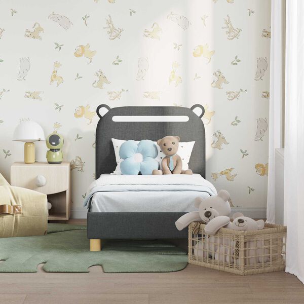 vidaXL Κρεβατική βάση για παιδιά με προσκέφαλο Σκούρο Γκρι 70 x 140 cm