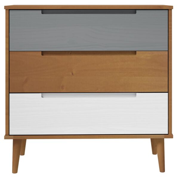 vidaXL Συρταριέρα MOLDE Καφέ 80 x 40 x 80 εκ. από Μασίφ Ξύλο Πεύκου