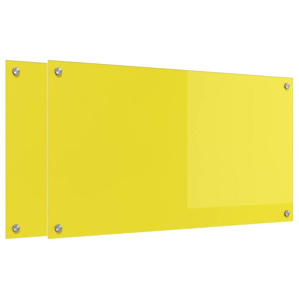vidaXL Πίσω Πάνελ Κουζίνας 2 pcs Κίτρινο 90 x 50 cm σκληρυμένο γυαλί