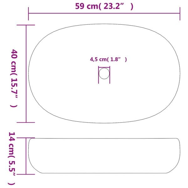 vidaXL Νιπτήρας Οβάλ Χρώμα Άμμου και Καφέ 59 x 40 x 14 εκ. Κεραμικός