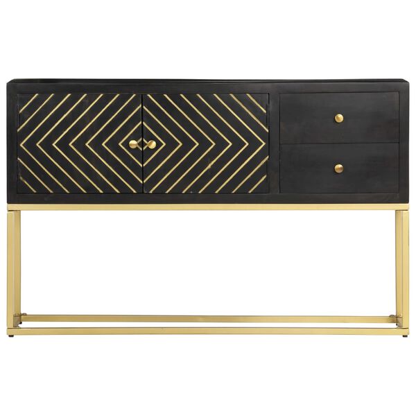 vidaXL Μπουφές Μαύρος/Χρυσός 120 x 30 x 75 εκ. από Μασίφ Ξύλο Μάνγκο