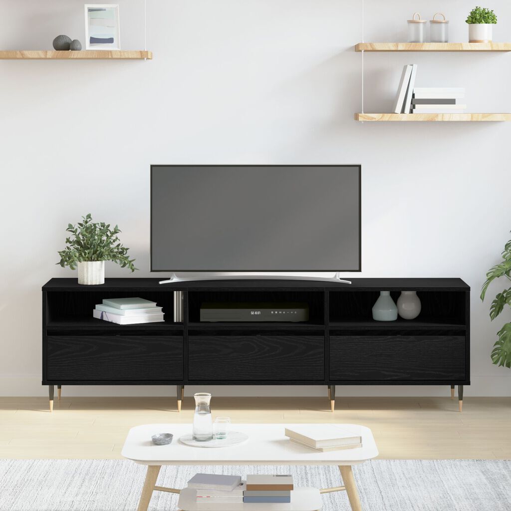 vidaXL Ντουλάπι τηλεόρασης Μαύρη Δρυς 150x30x44.5 εκ. Επεξεργασμένο Ξύλο