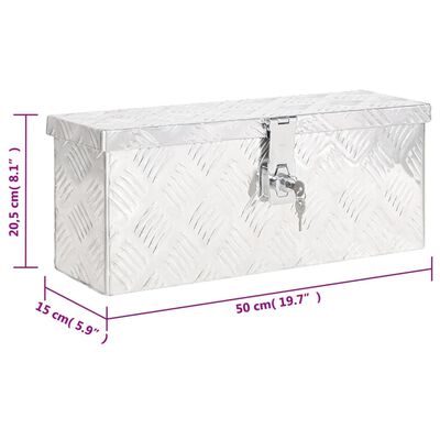 vidaXL Κουτί Αποθήκευσης Ασημί 50x15x20,5 εκ. από Αλουμίνιο