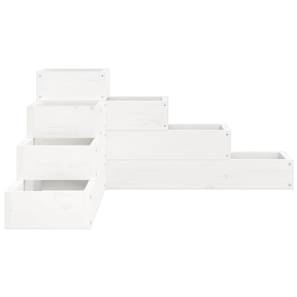 vidaXL Ζαρντινιέρα 4 Επιπέδων Λευκή 80,5x79x36 εκ. Μασίφ Ξύλο Πεύκου