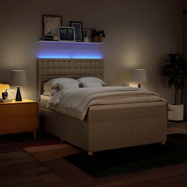 vidaXL &Kappa;&rho;&epsilon;&beta;ά&tau;&iota; Boxspring &mu;&epsilon; &Sigma;&tau;&rho;ώ&mu;&alpha; &Kappa;&rho;&epsilon;&mu; 140x190 &epsilon;&kappa;. &Upsilon;&phi;&alpha;&sigma;&mu;ά&tau;&iota;&nu;&omicron;