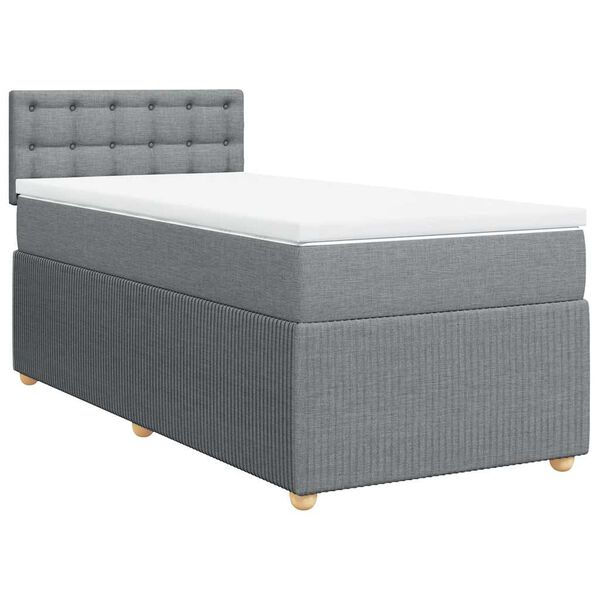 vidaXL Κρεβάτι Boxspring με Στρώμα Ανοιχτό Γκρι 100x200 εκ. Υφασμάτινο
