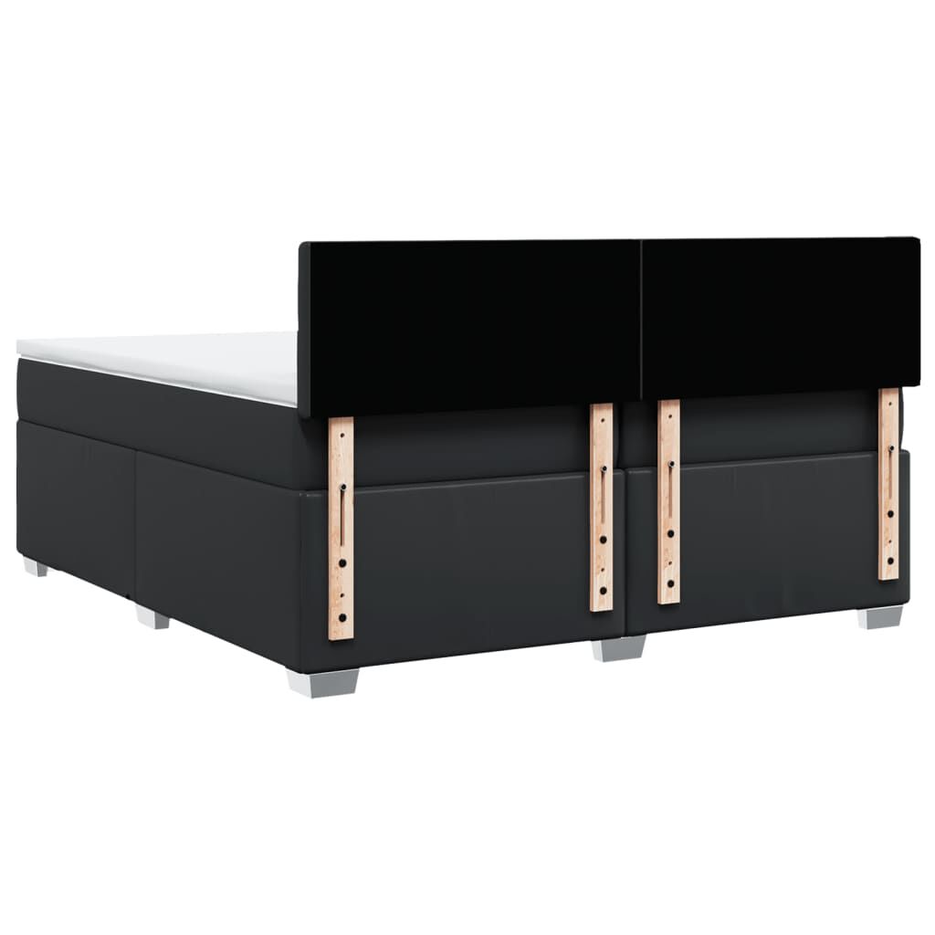 vidaXL Κρεβάτι Boxspring με Στρώμα Μαύρο 200x200 εκ. Συνθετικό Δέρμα