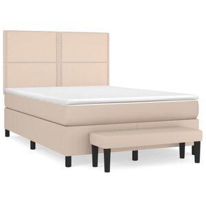 vidaXL Κρεβάτι Boxspring με Στρώμα Καπουτσίνο 140x200εκ.από Συνθ.Δέρμα