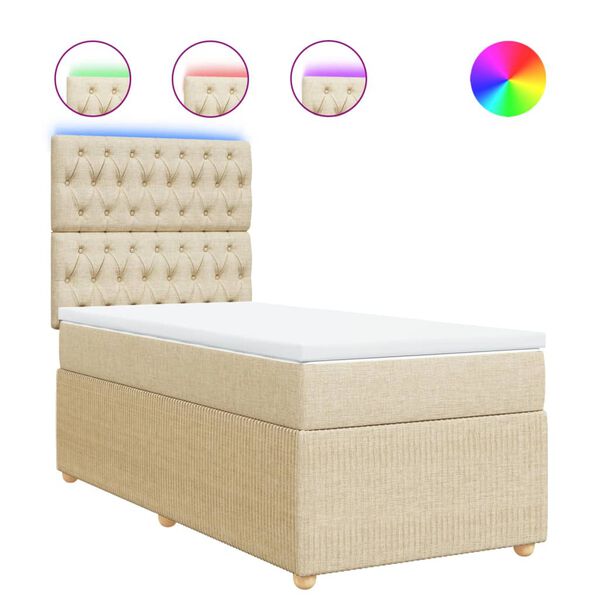 vidaXL Κρεβάτι Boxspring με Στρώμα Κρεμ 90x200 εκ.Υφασμάτινο