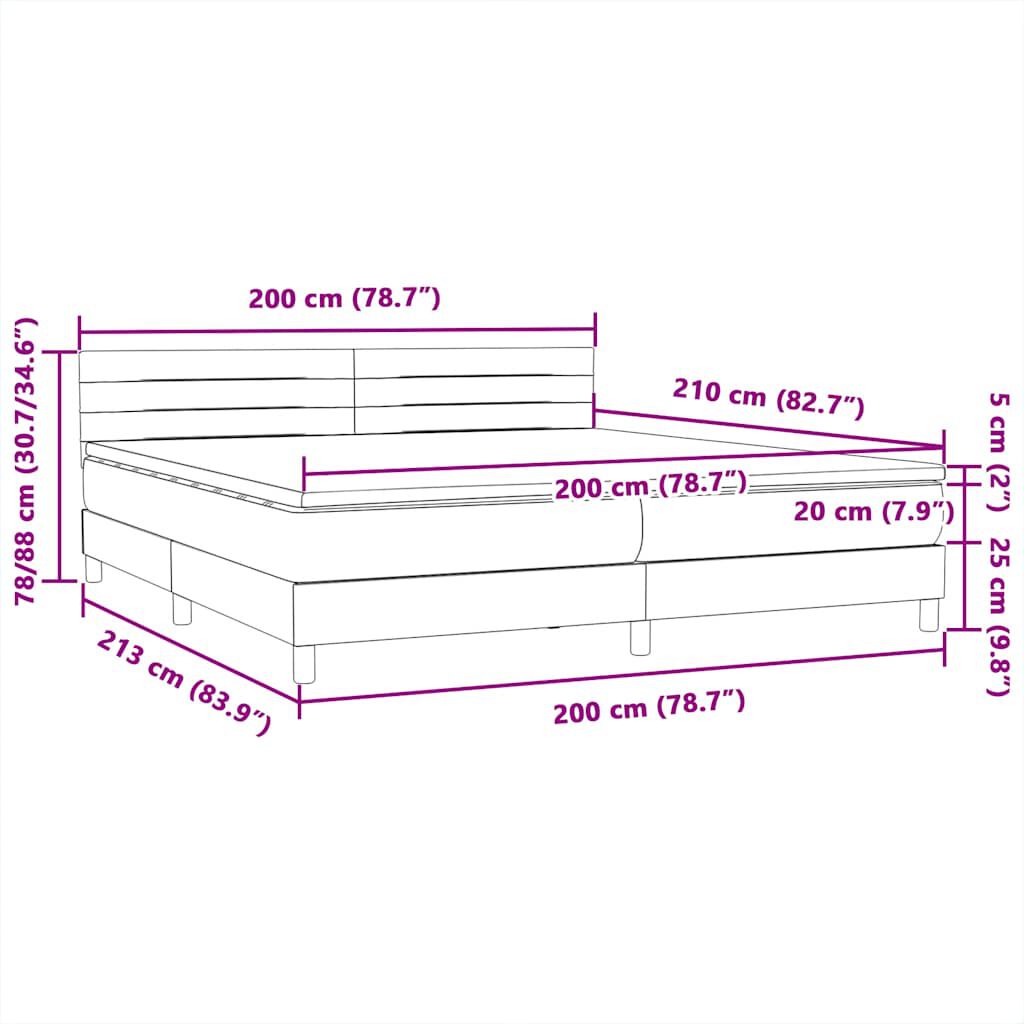 vidaXL Κρεβάτι Boxspring με Στρώμα Μαύρο 200x210 εκ. Βελούδινο