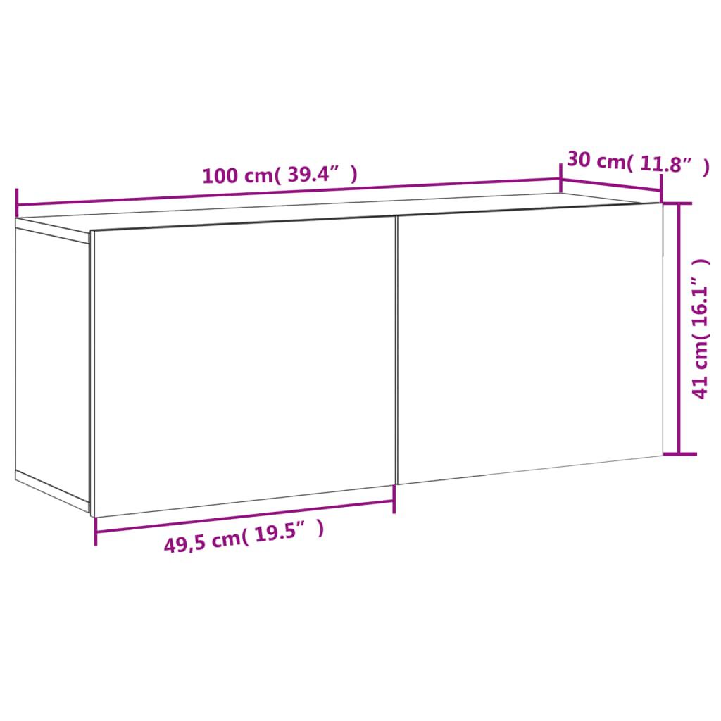 vidaXL Ντουλάπι Τοίχου Τηλεόρασης Λευκό 100 x 30 x 41 εκ.