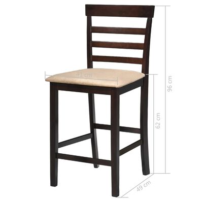 vidaXL Σετ Τραπέζι και Καρέκλες Μπαρ 5 τεμ. Σκούρο Καφέ Μασίφ Ξύλο