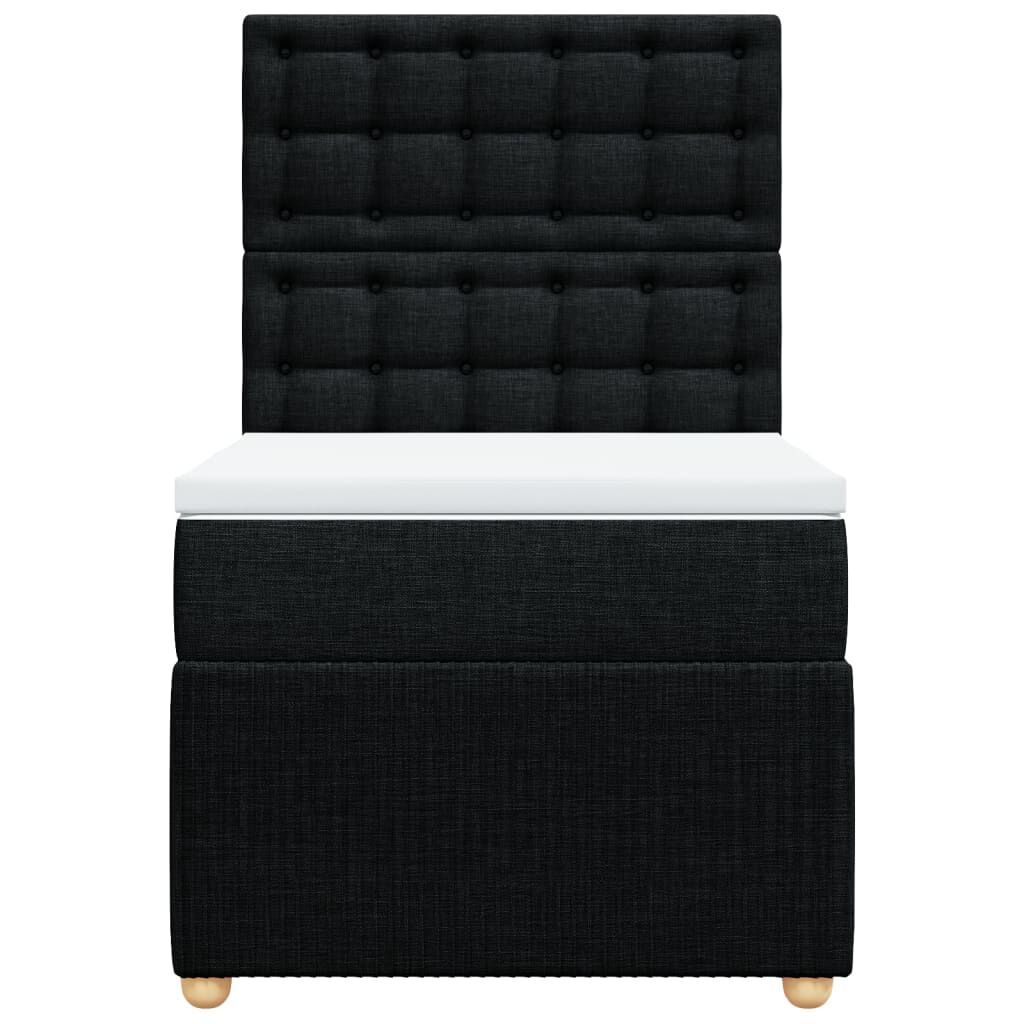 vidaXL Κρεβάτι Boxspring με Στρώμα Μαύρο 90x200 εκ. Υφασμάτινο