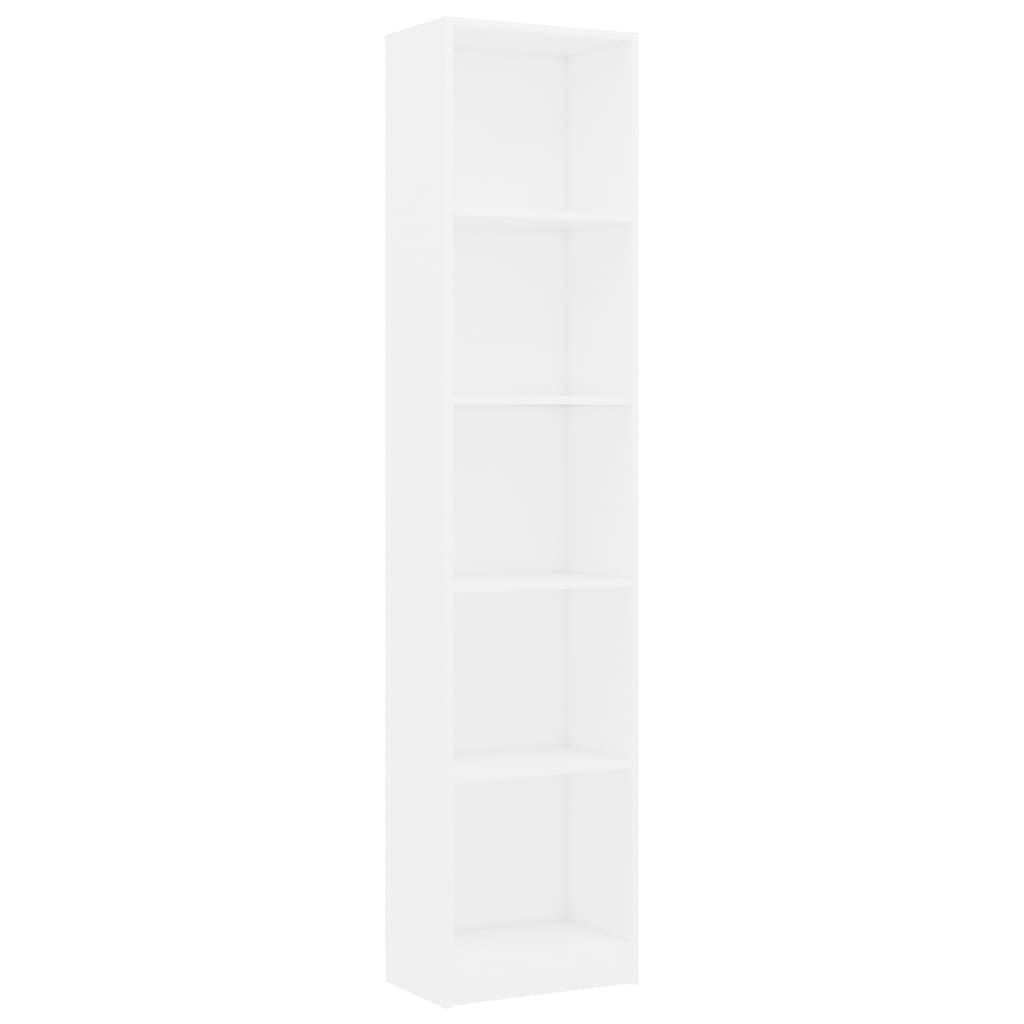 vidaXL Βιβλιοθήκη με 5 Ράφια Λευκή 40 x 24 x 175 εκ. από Επεξ. Ξύλο